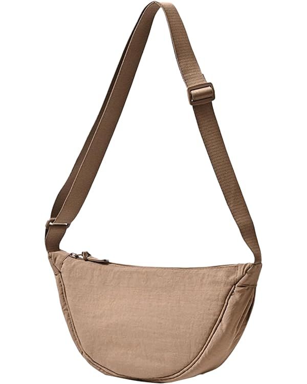 Crossbody Bag Nylon Crescent Bag Women Lightweight Small Hobo Bag with 2 Pack Inner Dumpling Bag ... | Amazon (US)