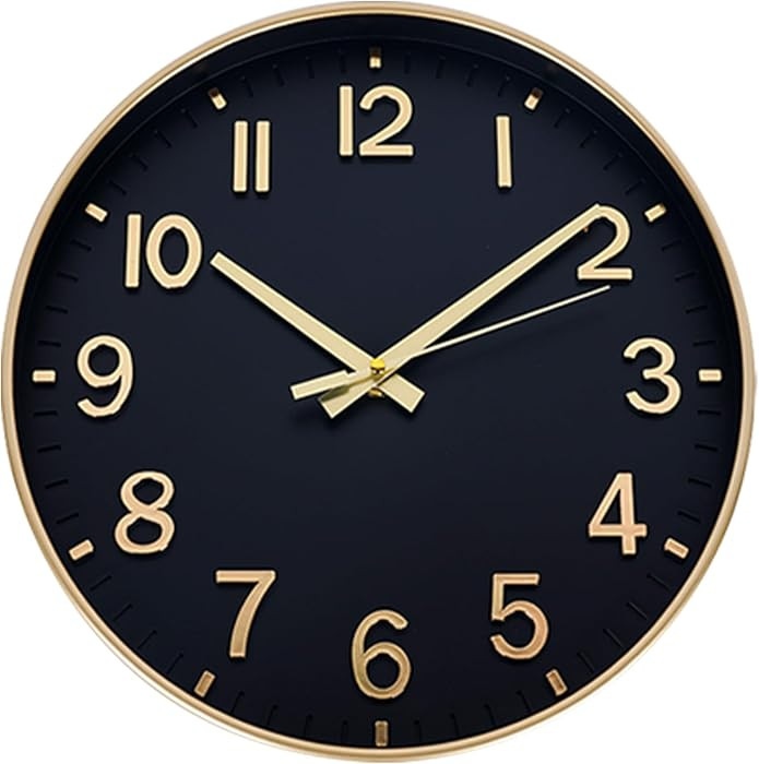 HZDHCLH Wall Clocks Battery Operated,Wall Clock Black Gold,8 inch Wall Clock Silent Non Ticking M... | Amazon (US)