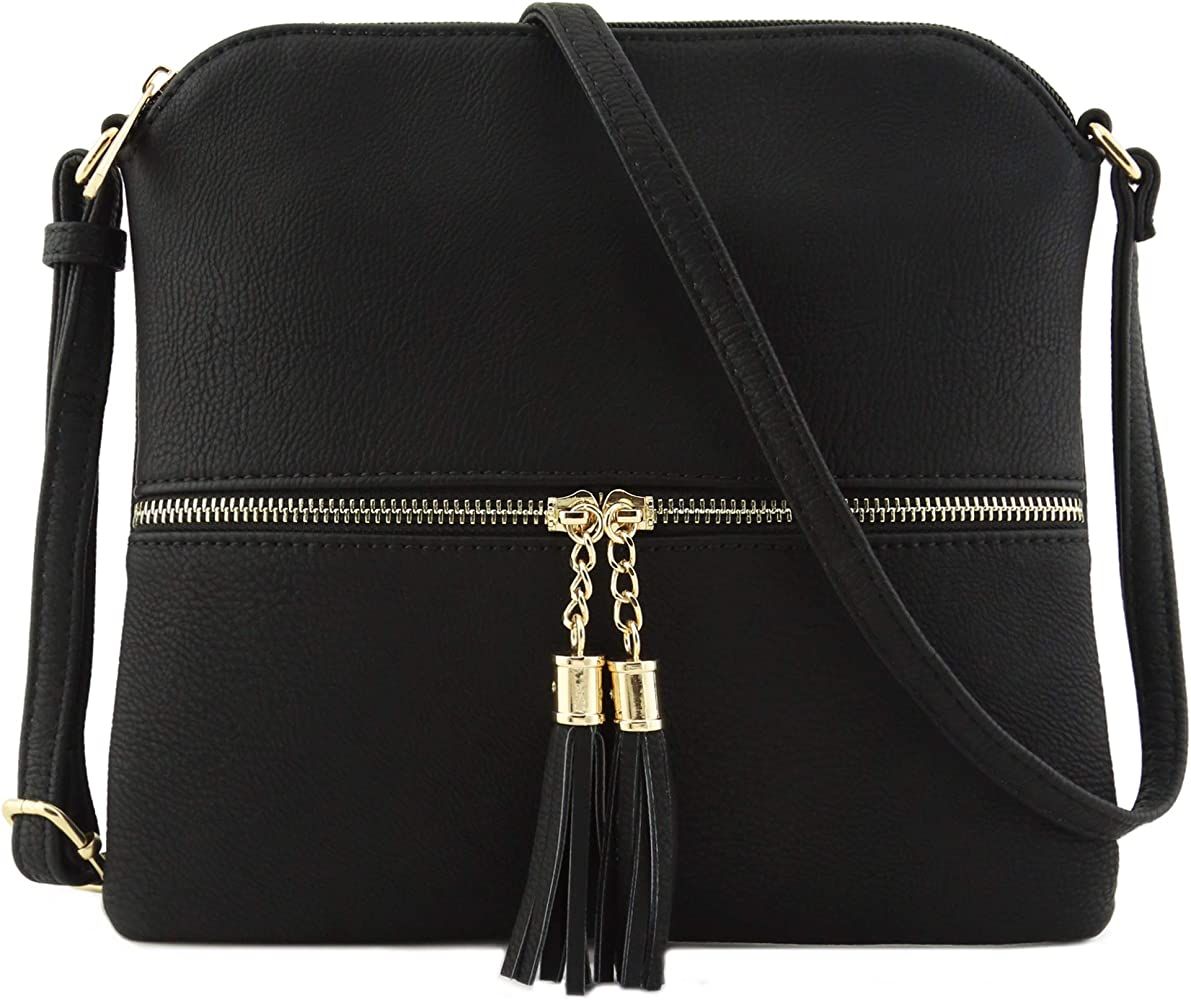 Lightweight Medium Crossbody Bag with Tassel | Amazon (US)