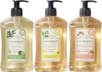 A LA MAISON Liquid Soap, Lime, Lemon, Peach - Uses: Hand and Body, Triple Milled, Essential Oils,... | Amazon (US)