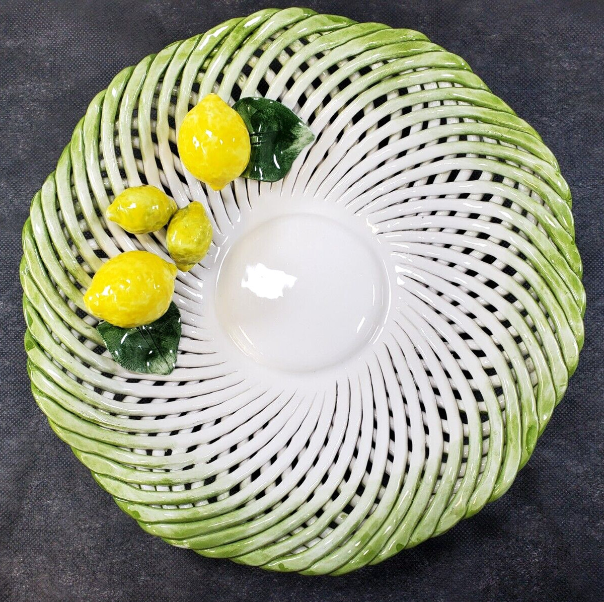 Lanzarin Ceramiche Italy Handmade Weaved Lemons Basket Bowl 11" Ceramic Lovely | eBay | eBay US