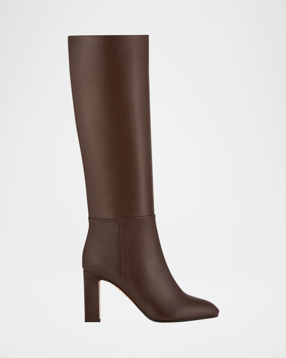 Aquazzura 85mm Sellier Block-Heel Knee-High Boots | Neiman Marcus