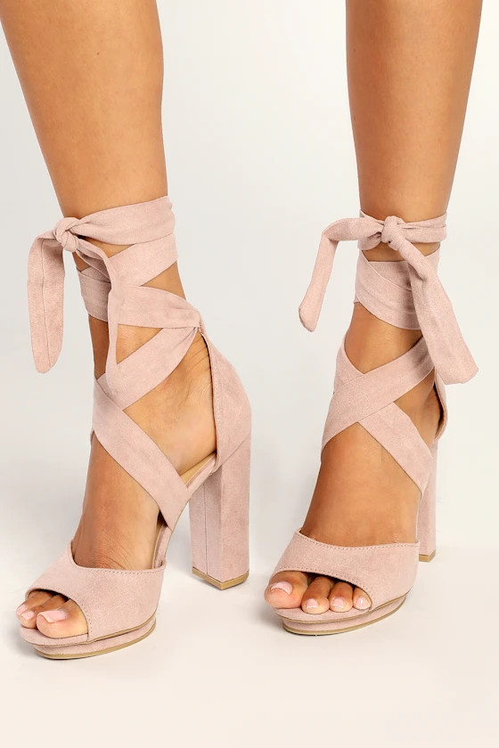 Dorian Blush Suede Lace-Up Platform Heels | Lulus (US)