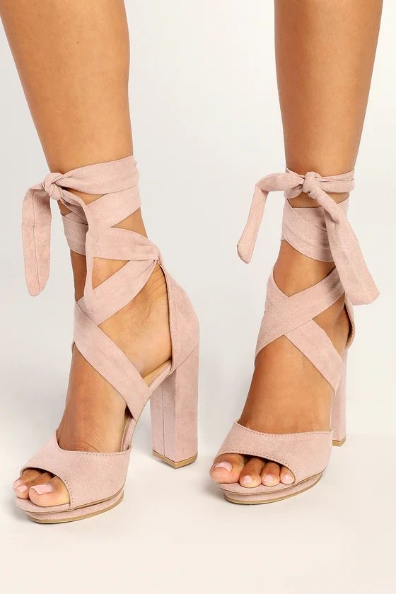 Dorian Blush Suede Lace-Up Platform Heels | Lulus (US)