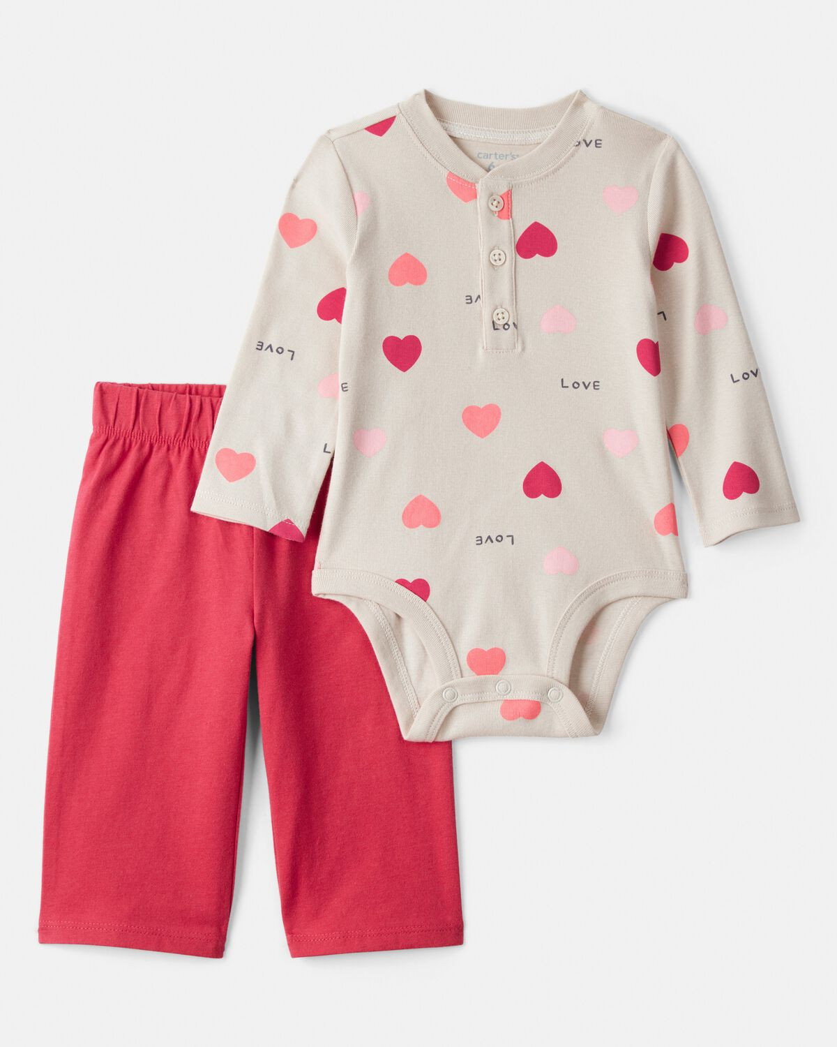 Baby Girl 2-Piece Heart Bodysuit & Pant Set - Red | Carter's Inc