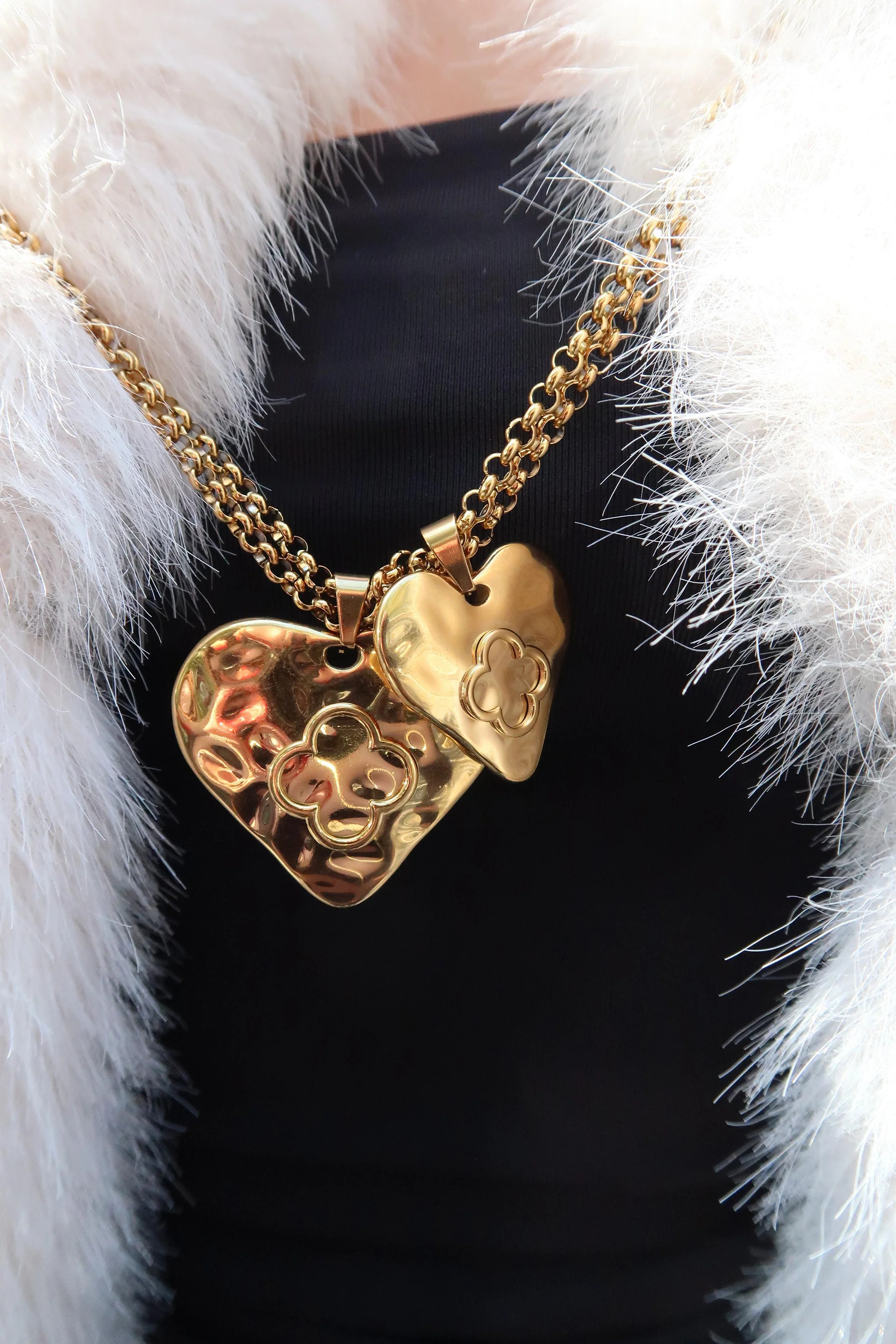 Eternal Affair Double Heart 316L Stainless Steel Statement Necklace | KC Chic Designs