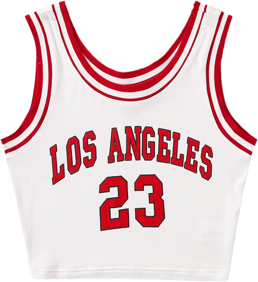 SheIn Women's Cute Graphic Sleeveless Crop Tops Scoop Neck Tank Tops Vest | Amazon (US)