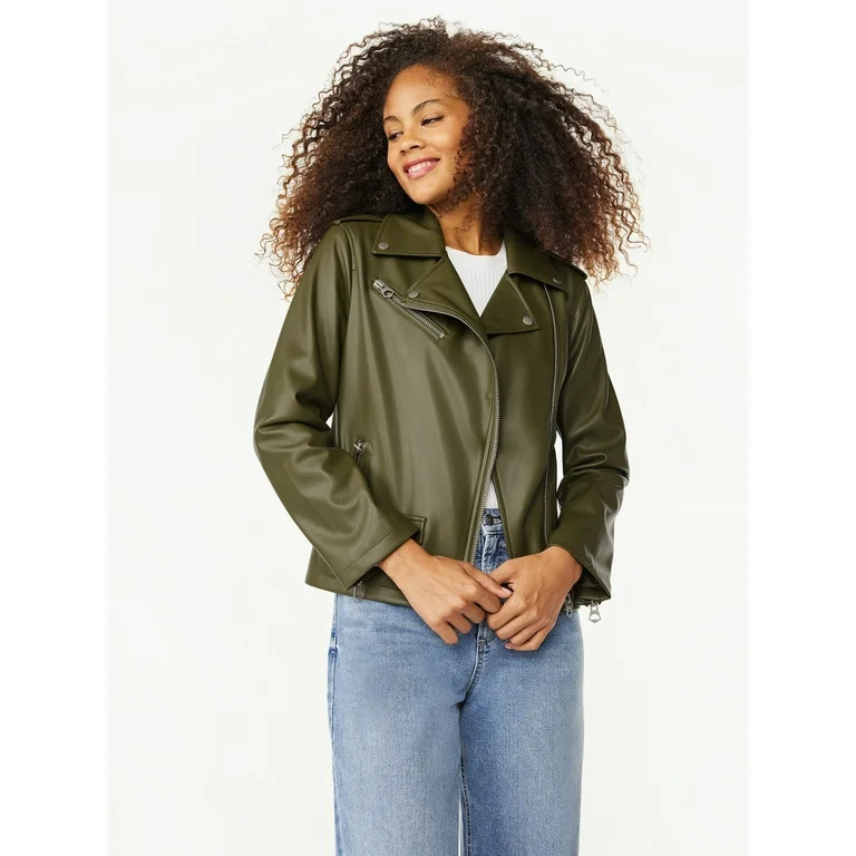 Scoop Women's Faux Leather Moto Jacket | Walmart (US)