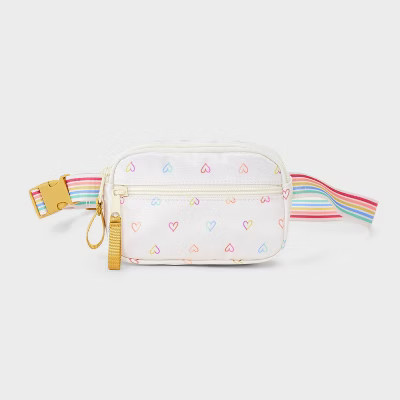 Girls' Heart Print Fanny Crossbody Bag - Cat & Jack™️ White | Target