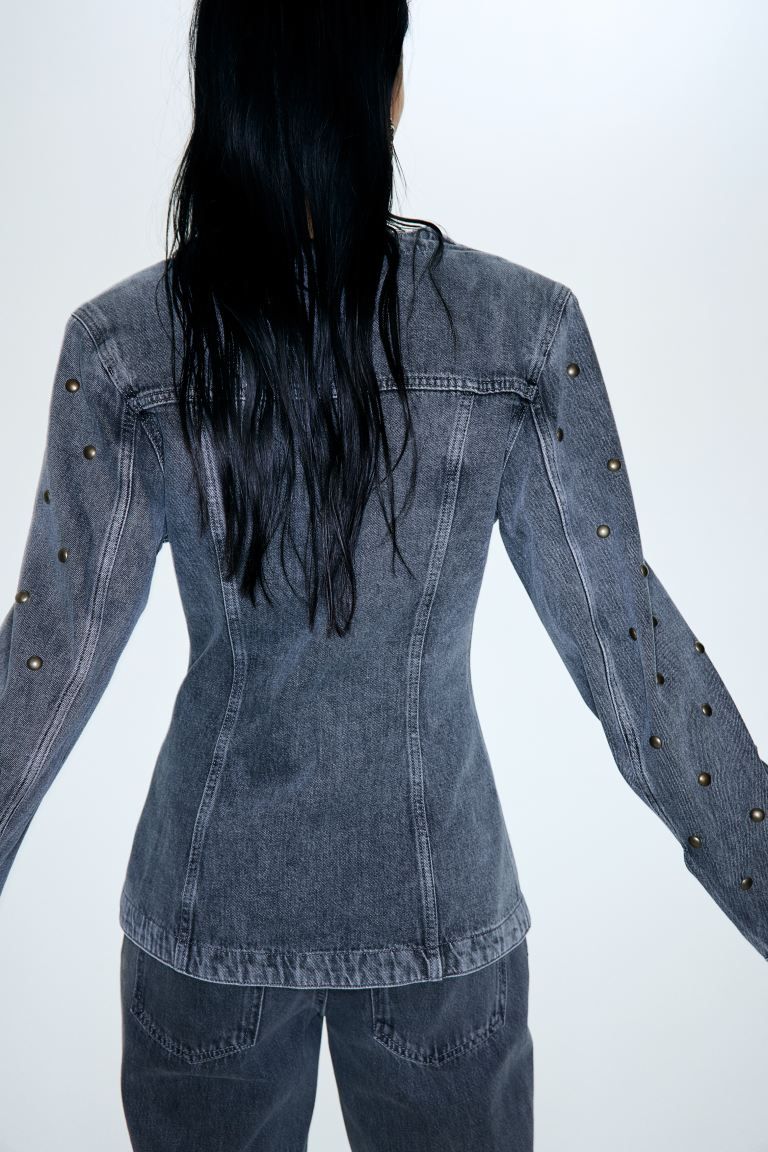 Studded Denim Shacket - Dark gray - Ladies | H&M US | H&M (US + CA)