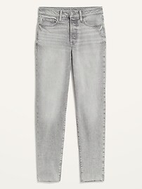 High-Waisted O.G. Straight Button-Fly Gray Cut-Off Jeans for Women | Old Navy (US)