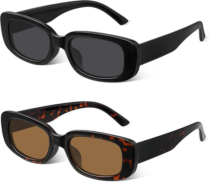 Rectangle Sunglasses for Womens Men - Trendy Y2K Retro Sun Glasses 90’s Vintage Fashion UV400 P... | Amazon (US)