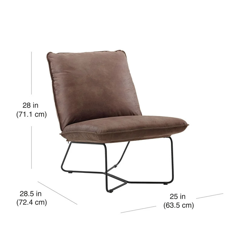 Better Homes & Gardens Pillow Lounge, Accent Chair, Brown Faux Leather Upholstery | Walmart (US)