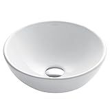 Kraus KCV-341 Elavo Round Vessel Porcelain Ceramic Bathroom Sink, 14 inch, 13.7 Inch, White | Amazon (US)