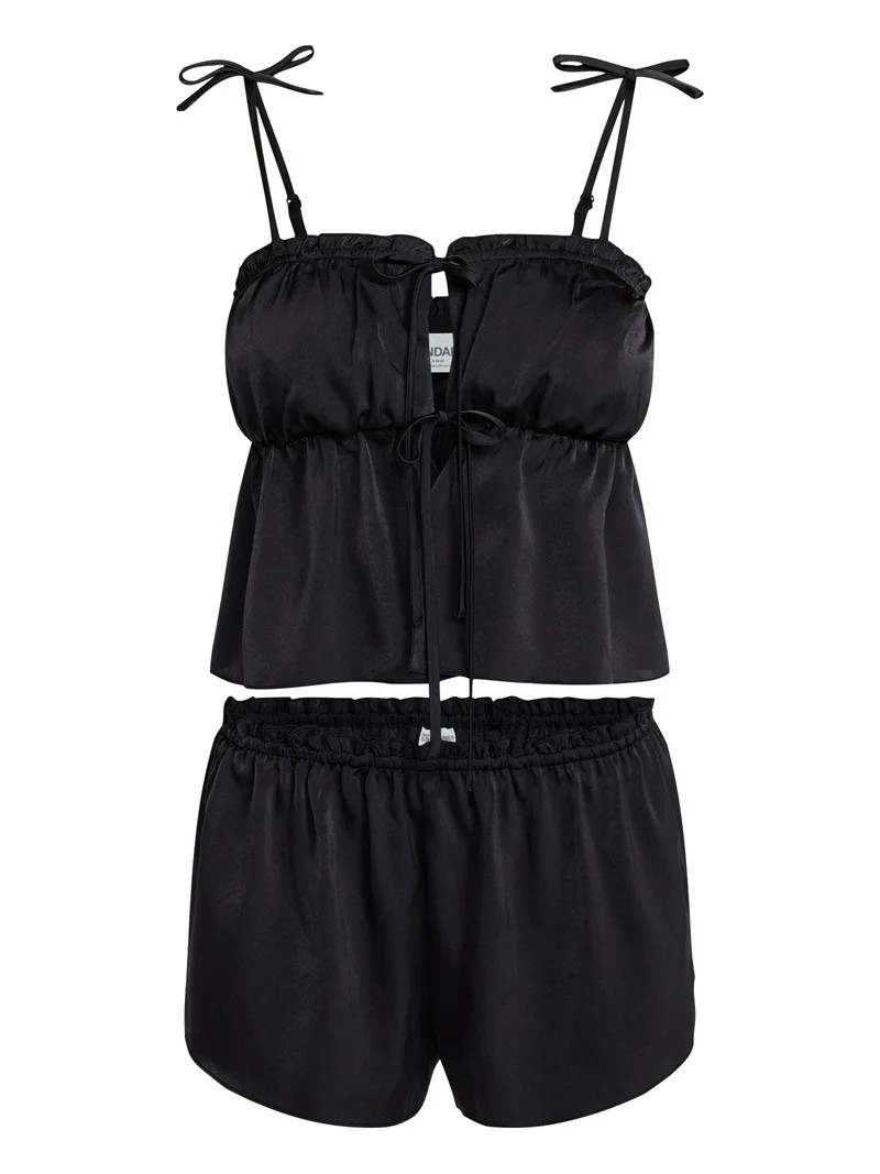 No Boundaries Sleepwear Satin Cami and Shorts Set, 2-Piece, Women's XS-XXL | Walmart (US)