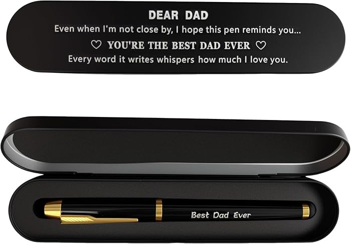 Fathers Day Gift, Dad Gifts from Daughter Son - Best Dad Ever Engraved Pen, Black Gel Ink Pen Set... | Amazon (US)