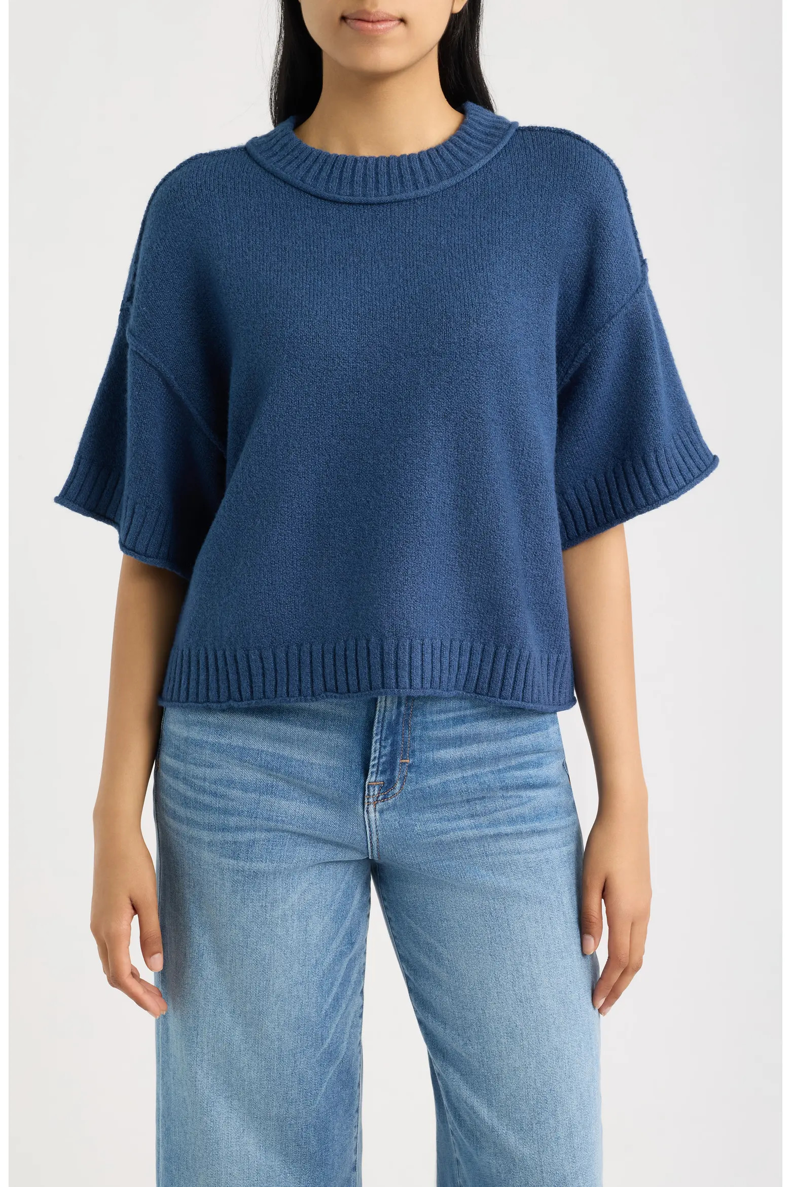 CITY BLUES Broome Crop Short Sleeve Sweater (Women) | Nordstrom | Nordstrom