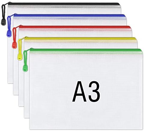 Umriox 5PCS Large Mesh Zipper Pouch, Extra Thick, 16.9" x 12.4", Mesh Zipper Bags, Plastic Waterp... | Amazon (US)