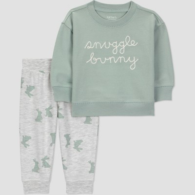 Carter's Just One You® Baby Boys' 2pc Snuggle Bunny Sweatshirt and Jogger Pants Set - Green 18M | Target