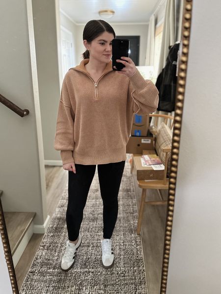 Aerie is having a 29% off sale today for leap day! I snagged my favorite quarter zip in another color!

Casual outfit, work outfit, aerie, tan quarter zip, adidas court sneakers, aerie leggings, affordable fashion 

#LTKsalealert #LTKstyletip #LTKworkwear