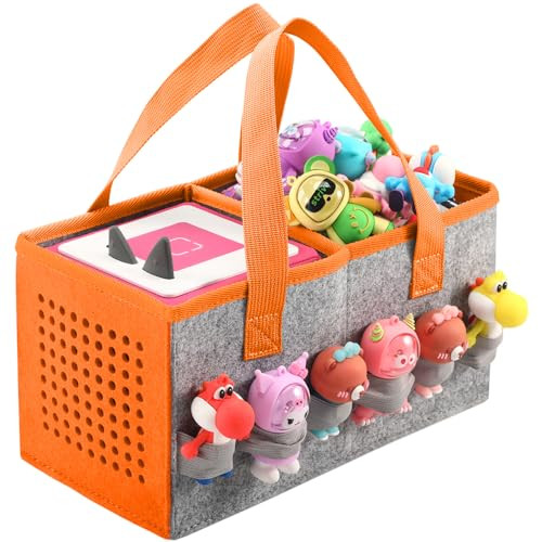 PISOSN Carrying Case for Toniebox Starter Set and Tonies Figurines, Travel Felt Cloth Musical Toy Folding Bag for Toniebox Accessories (Orange) | Amazon (US)