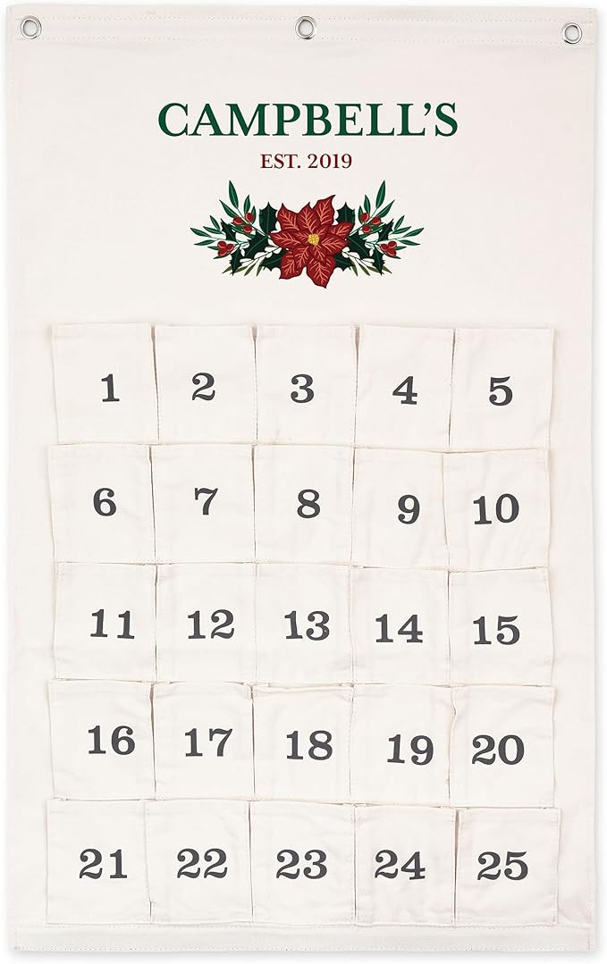 Weddingstar Customizable Reusable Fabric Christmas Advent Calendar - Poinsettia | Amazon (US)