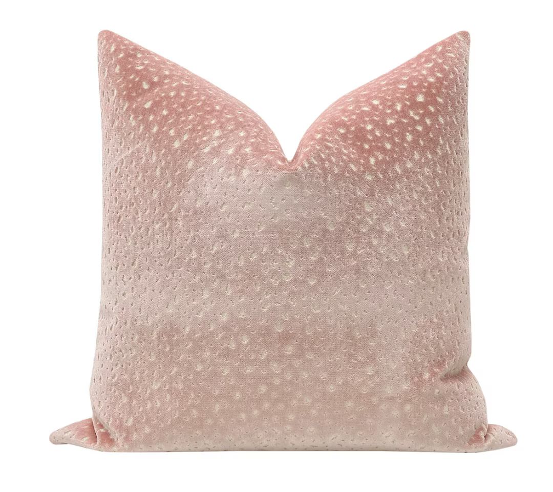Antelope Cut Velvet // Pink Peony Pillow COVER ONLY Cut Velvet Designer Velvet Pillow Bedroom Hom... | Etsy (US)