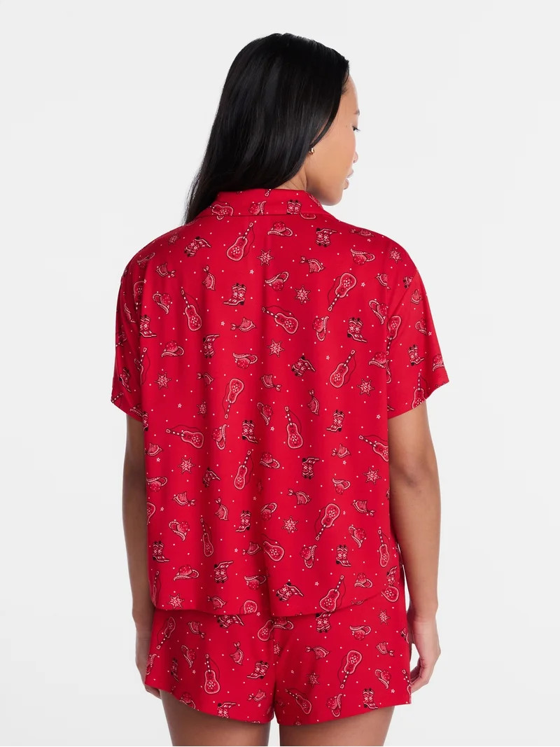 Country Festival Fourth of July Women's Notch Top and Shorts Pajama Set from Way to Celebrate, 2-... | Walmart (US)