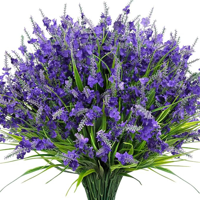 20 Bundles Artificial Lavender Flowers for Outdoors Fake Silk Flowers Faux Plants UV Resistant fo... | Amazon (US)
