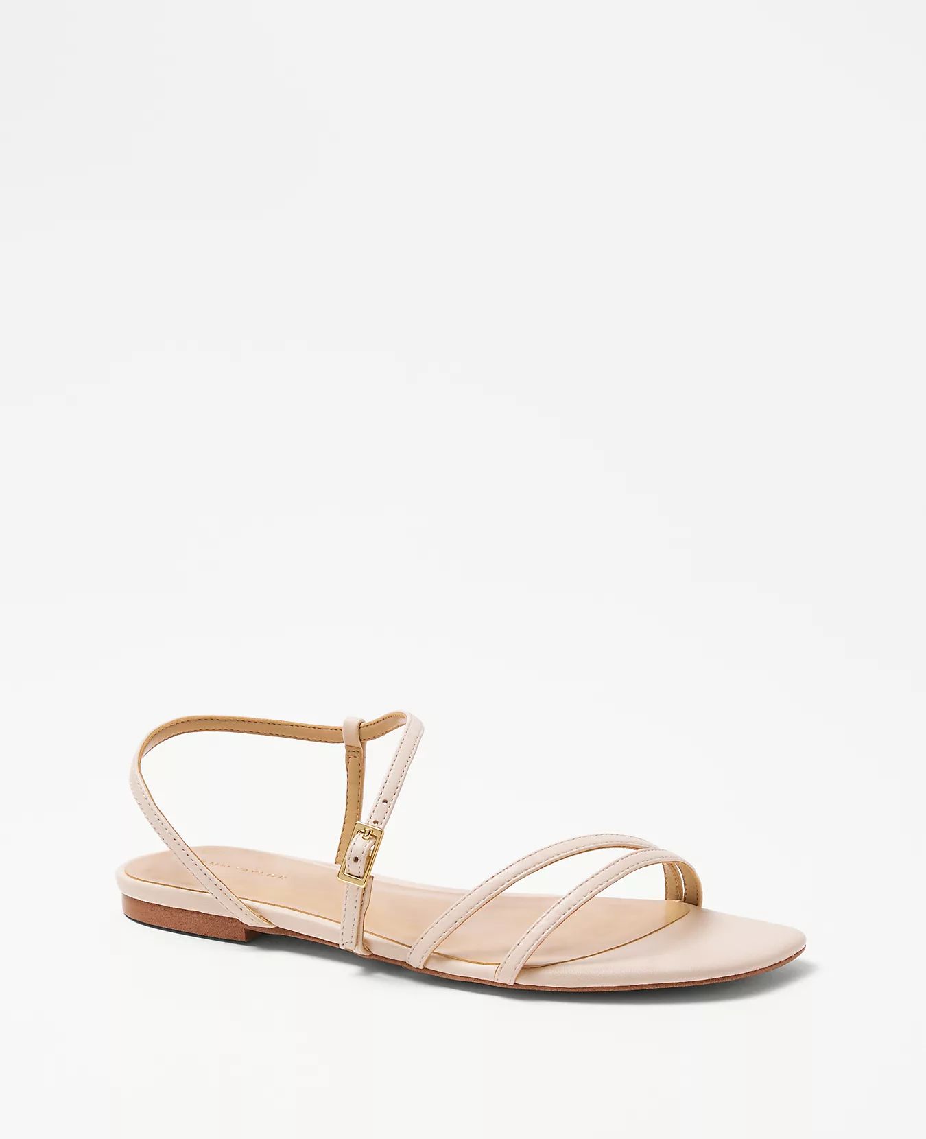 Leather Strappy Flat Sandals | Ann Taylor (US)