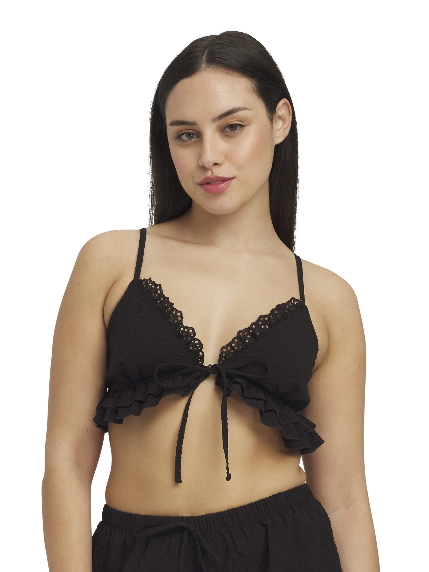 Mills by Millie Bobby Brown Women's Seersucker Flutter Bralette, Sizes XS-XXXL | Walmart (US)