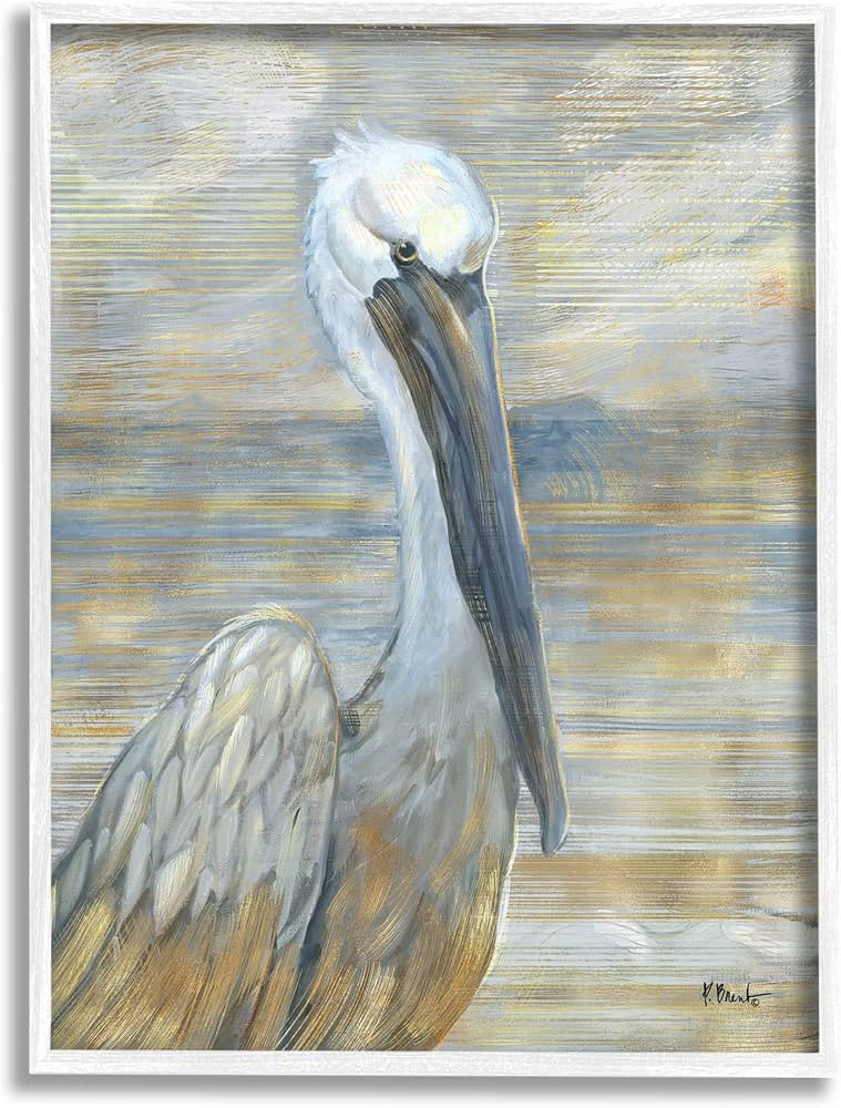 Stupell Industries Coastal Pelican Bird Abstract Portrait Framed Wall Art, Design by Paul Brent | Amazon (US)