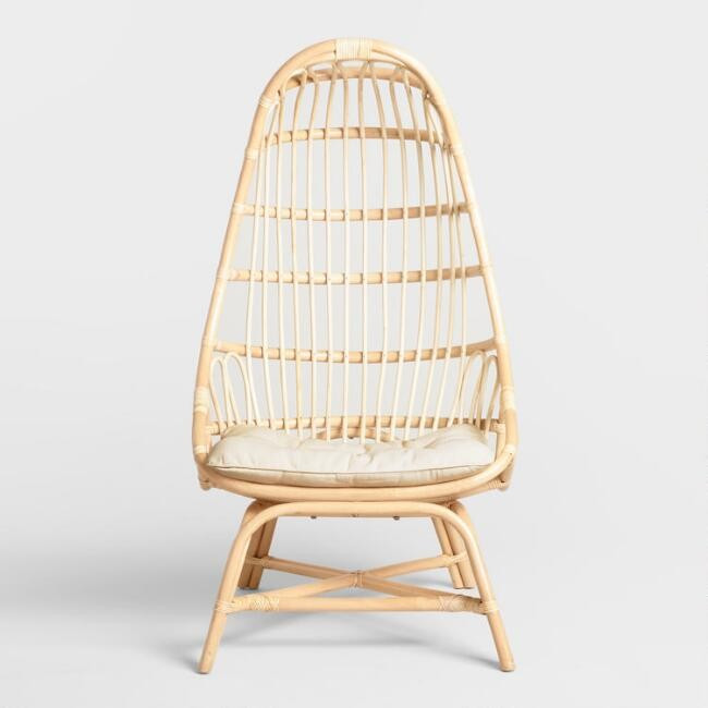 Natural Rattan Fallon Cocoon Chair with Cushion | World Market