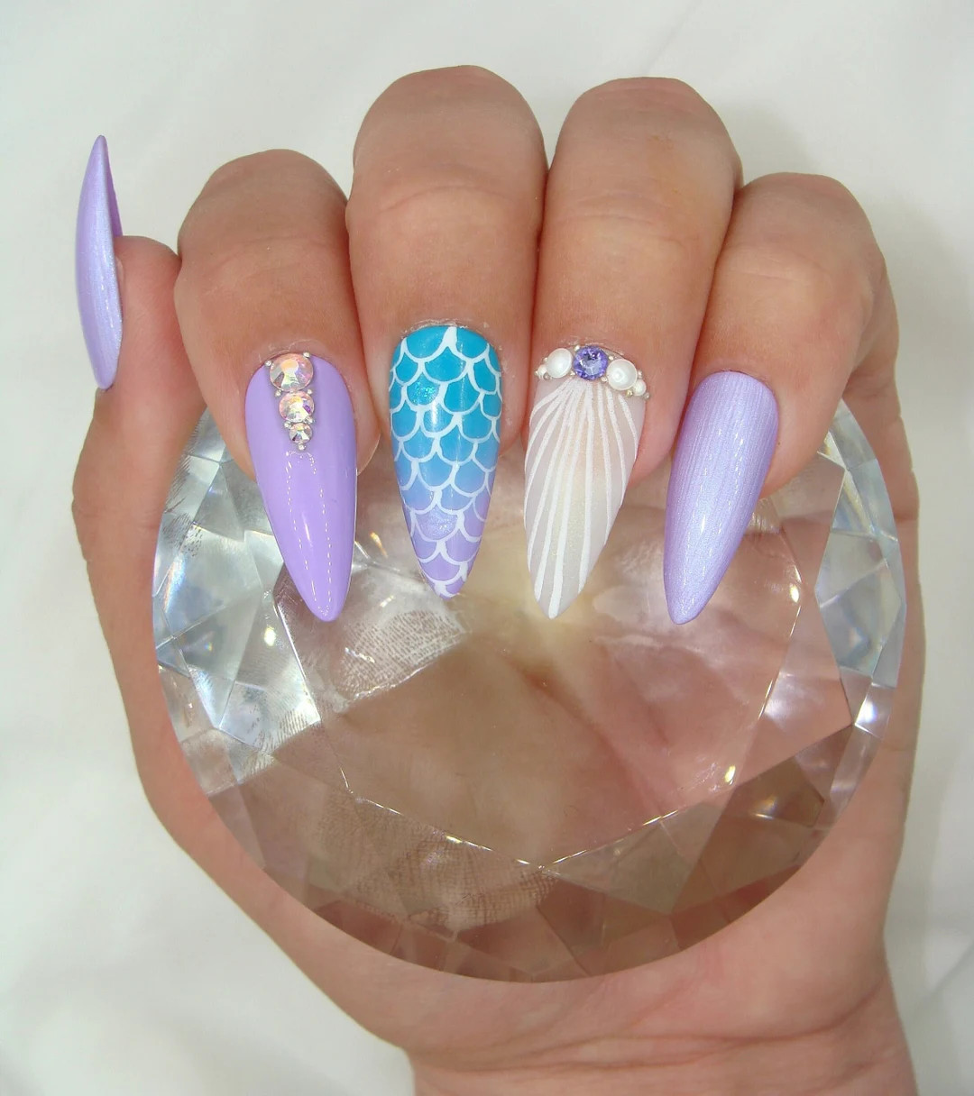 Mermaid | Luxury Press On Nails | Apres | Gel Press Ons | Customizable | Vacation | Chrome | Ombr... | Etsy (US)