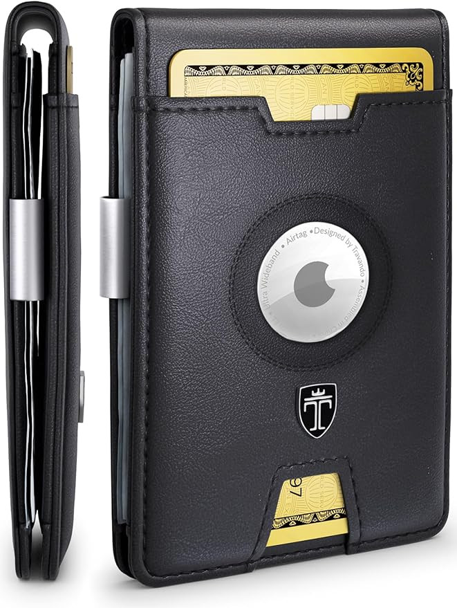 TRAVANDO AirTag* Wallet Mens Wallet with Money Clip Air Tag Wallet Card Holder RFID Blocking Bifo... | Amazon (US)