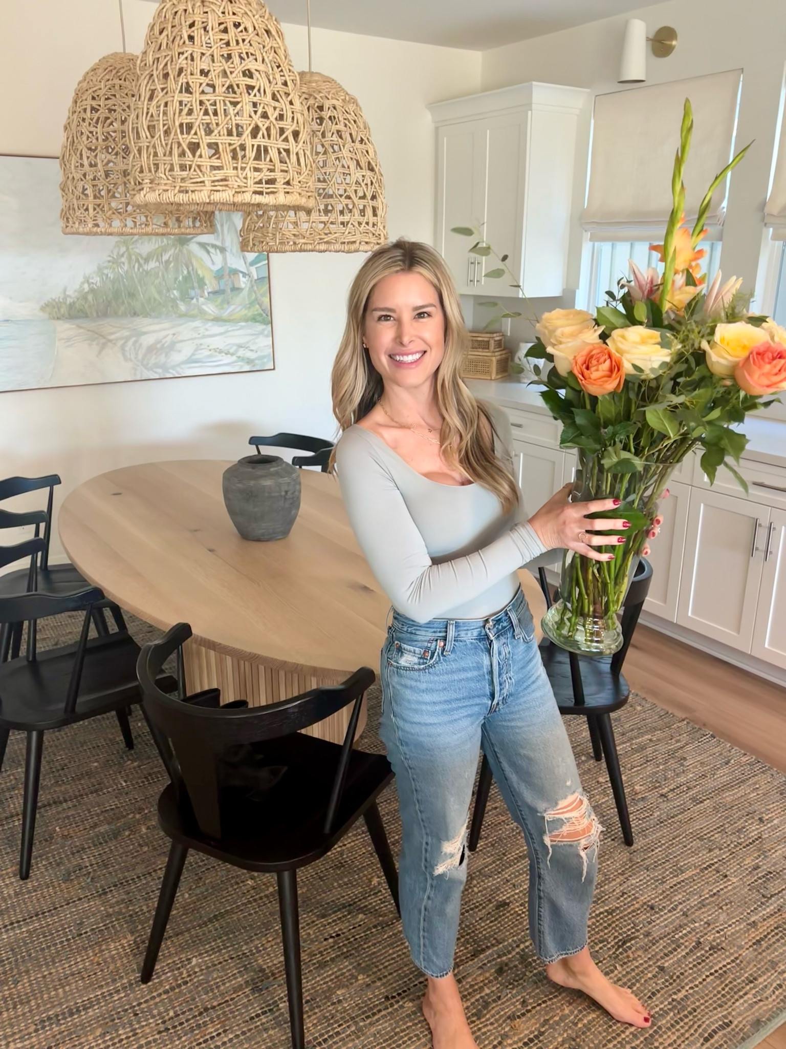 Surprise flowers from the hubby for date night 💐

Dining Room Furniture 
Home Lighting Fixtures
Casual Date Night Outfit 

#LTKworkwear #LTKhome #LTKfamily