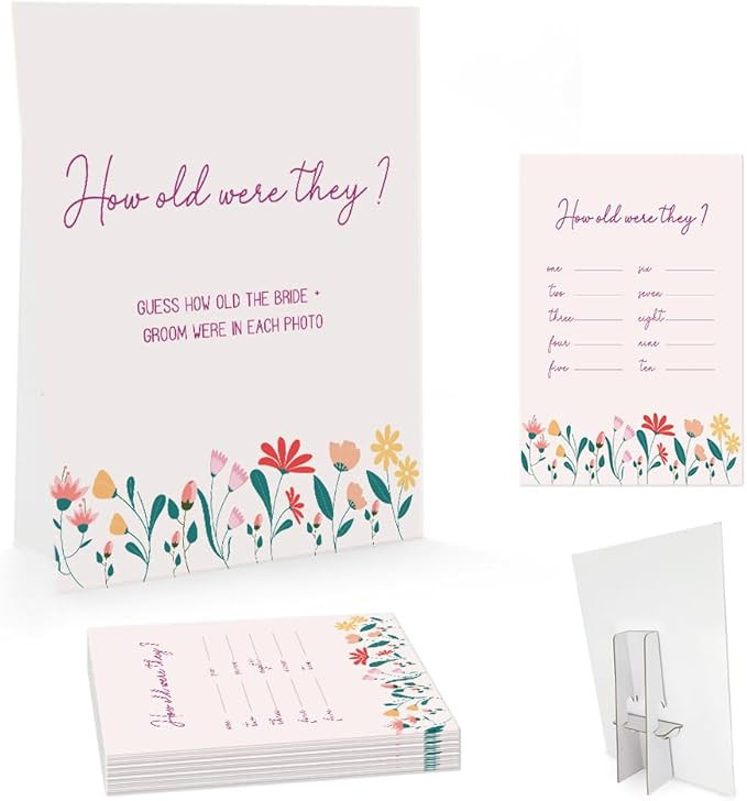 Floral Spring How Old Were the Bride and Groom Game, Guess the Age Photo Game, Love in Bloom Brid... | Amazon (US)