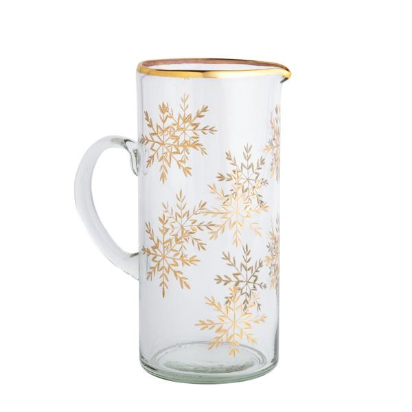 Gold Snowflake Glass Pitcher | Mud Pie