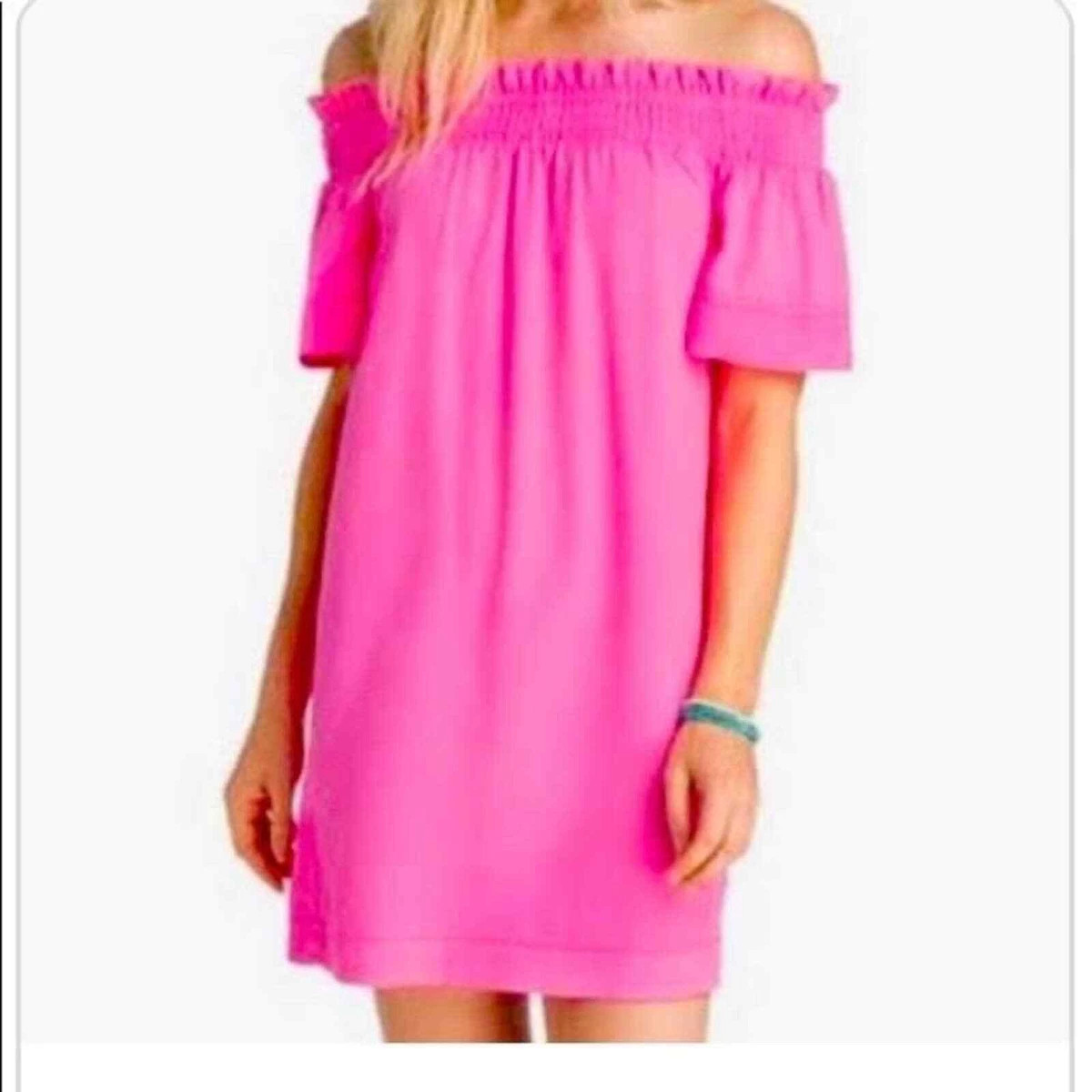 Vineyard Vines off the shoulder, pink baby doll dress size M | eBay US