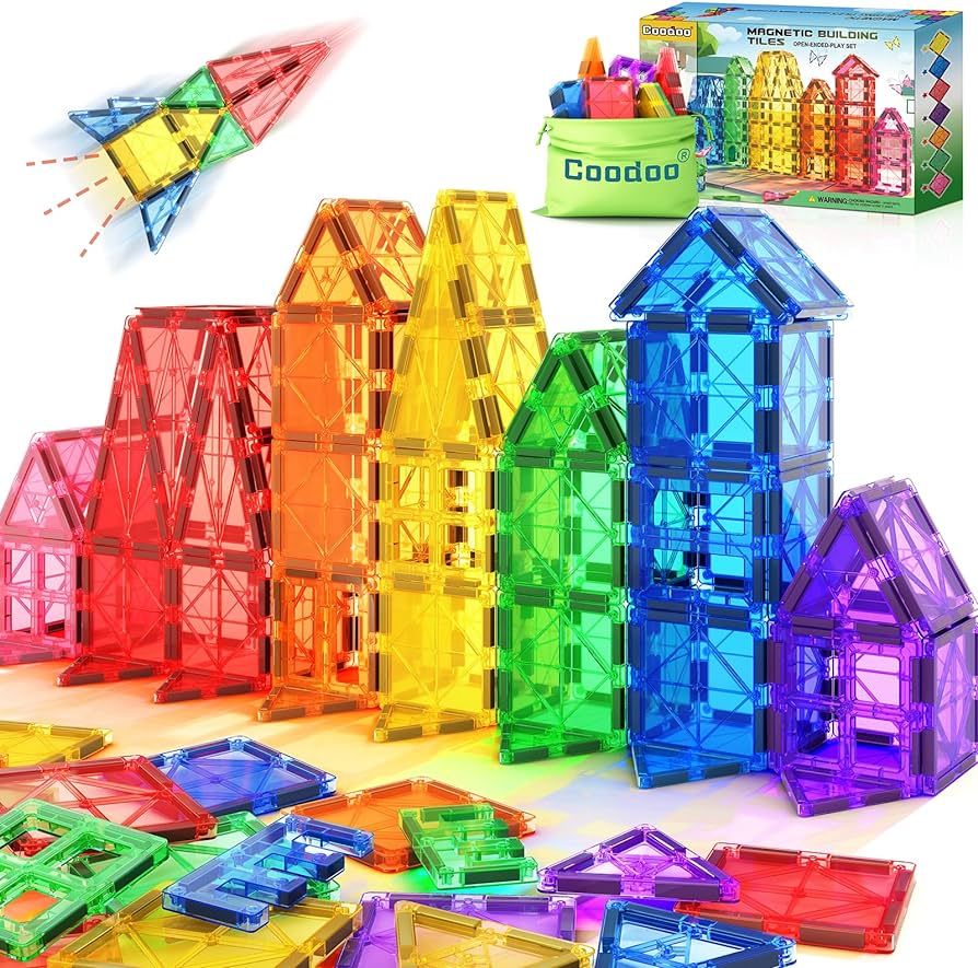 Kids Toys Magnetic Tiles Starter Set, Magnetic Blocks for Toddlers Magnet Building Toys Preschool... | Amazon (US)