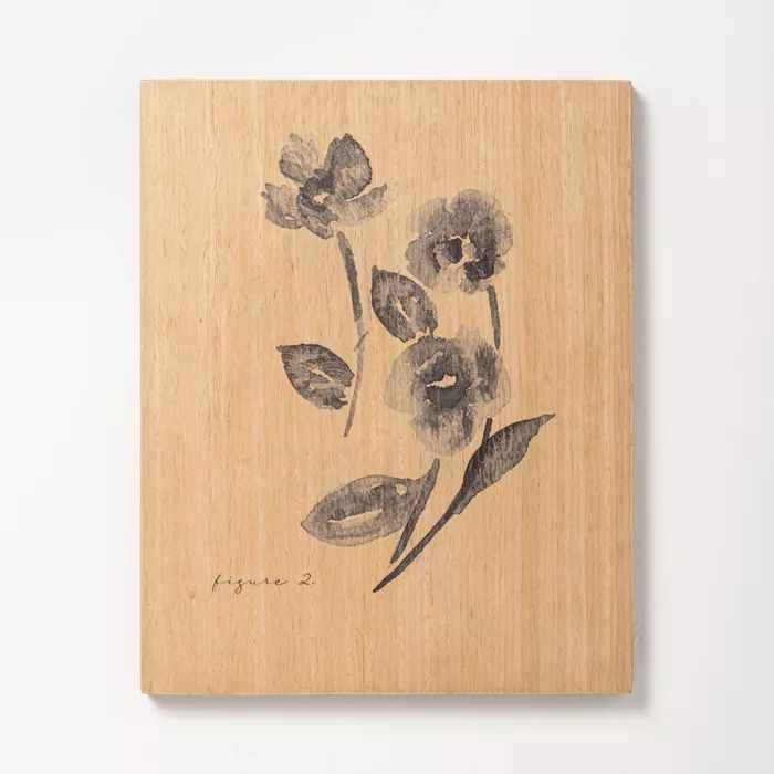 8" x 10" Floral Stem Wood Slab Wall Art - Hearth & Hand™ with Magnolia | Target