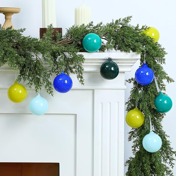 9 Pcs 3 Inch Opaque Glass Christmas Ball Ornament Set Christmas Tree Decoration Hanging Multi Sol... | Amazon (US)