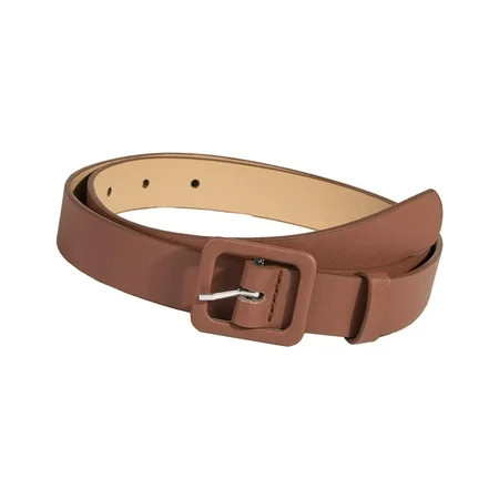 Abbraccia PU Leather Women Belt Waist Belt Square Buckle Belt Casual Decorative Waistband Dress Belt for Sweater Female Dresses Girls Brown | Walmart (US)
