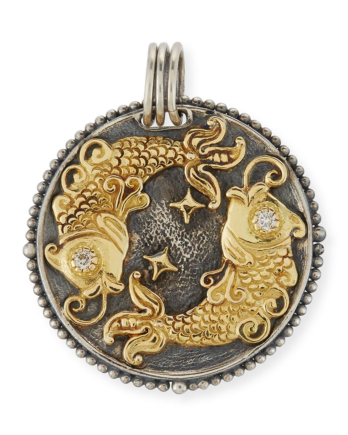 Pisces Carved Zodiac Pendant with Diamonds | Neiman Marcus