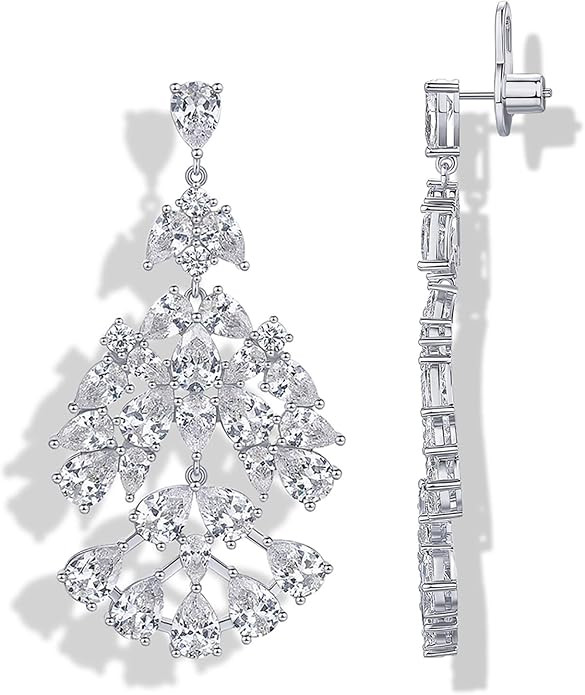 PAVOI 14K Gold Plated Crystal Chandelier Earrings for Women - 925 Sterling Silver Posts Statement... | Amazon (US)