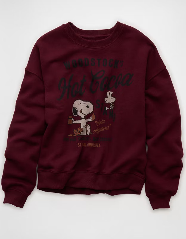 AE Peanuts Holiday Crewneck Sweatshirt | American Eagle Outfitters (US & CA)