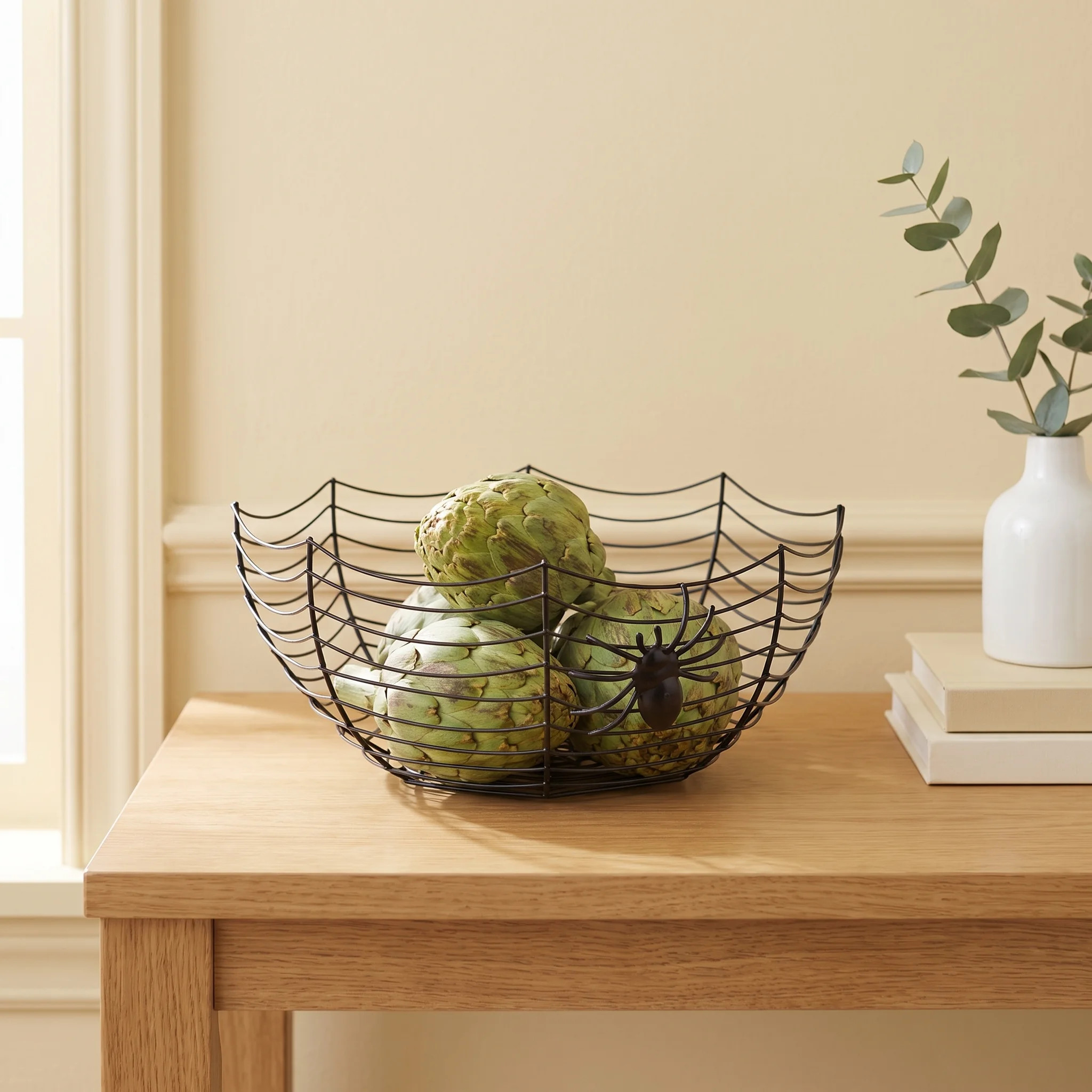 Halloween Wire Bowl Matte Black Metal 5" H Spider Decorative Accent | Birch Lane