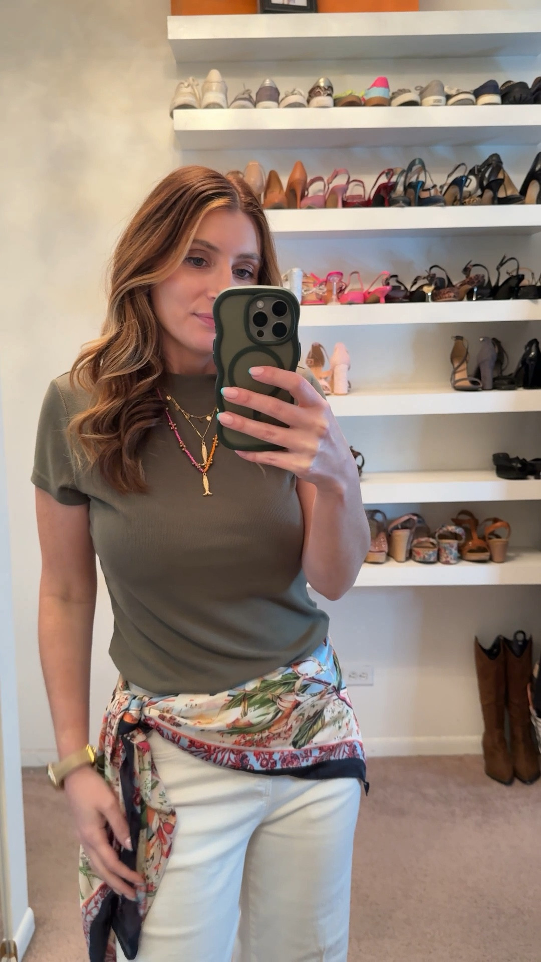 What I wore to work today
Amazon short sleeve top(size medium)
Amazon white pull on wide leg jeans (size medium)
Gold earrings
DKNY jelly sandals 

Spring outfits 2026, workwear outfit, casual outfit, Work outfits, Business casual workwear, easy outfit, how to style a silk scarf 

#LTKSeasonal #LTKWorkwear #LTKootd