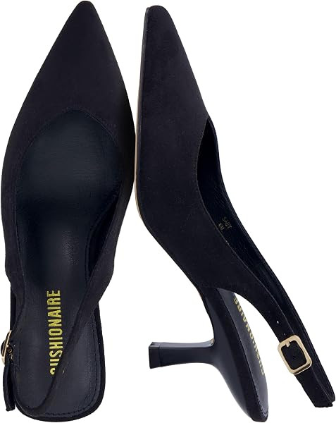 CUSHIONAIRE Saby Slingback Kitten Heels for Women, Pointed Toe Pumps with Adjustable Ankle Strap ... | Amazon (US)