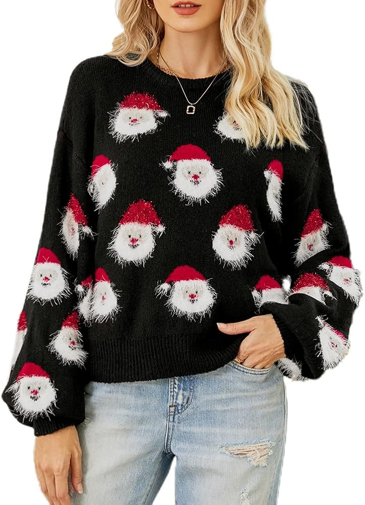 JUNBOON Women’s Casual Leopard Print Knitted Pullover Sweaters Long Sleeve Crew Neck Jumper Top... | Amazon (US)